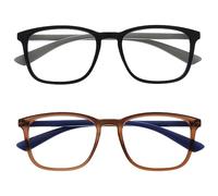OPULIZE Max Reading Glasses 2 pack - Classic Large Rectangular Frame - Matt Black Brown - Men's Women's Unisex - Spring Hinges - RR78-12 - +1.00