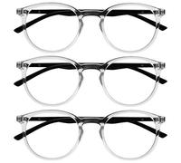 OPULIZE MET Blue Light Blocking Reading Glasses for Women Men, Slim Round Frame with Scratch Resistant and Spring Hinges, Computer Glasses with Anti-Reflective, Clear +3 (Pack of 3)