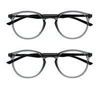 OPULIZE MET Blue Light Blocking Reading Glasses for Women Men, Slim Round Frame with Scratch Resistant and Spring Hinges, Computer Glasses with Anti-Reflective, Grey +1.5 (Pack of 2)