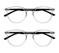 OPULIZE MET Blue Light Blocking Reading Glasses for Women Men, Slim Round Frame with Scratch Resistant and Spring Hinges, Computer Glasses with Anti-Reflective, Clear +3 (Pack of 2)