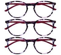 OPULIZE MET Blue Light Blocking Reading Glasses for Women Men, Slim Round Frame with Scratch Resistant and Spring Hinges, Computer Glasses with Anti-Reflective, Purple +1.5 (Pack of 3)