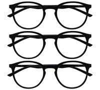 OPULIZE MET Blue Light Blocking Reading Glasses for Women Men, Slim Round Frame with Scratch Resistant and Spring Hinges, Computer Glasses with Anti-Reflective, Black,Clear +3