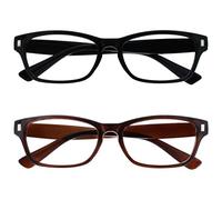 OPULIZE NET Reading Glasses for Women Men - Value 2 Pack - Vintage Inspired Square Frame with Iconic Front Detail - Scratch Resistant Lenses - Black Brown +1.50