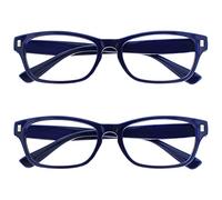 OPULIZE NET Reading Glasses for Women Men - Value 2 Pack - Vintage Inspired Square Frame with Iconic Front Detail - Scratch Resistant Lenses - Blue +1.50
