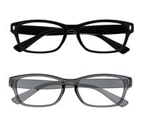 OPULIZE NET Reading Glasses for Women Men - Value 2 Pack - Vintage Inspired Square Frame with Iconic Front Detail - Scratch Resistant Lenses - Black Grey +1.50