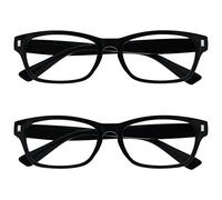 OPULIZE NET Reading Glasses for Women Men - Value 2 Pack - Vintage Inspired Square Frame with Iconic Front Detail - Scratch Resistant Lenses - Black +1.00