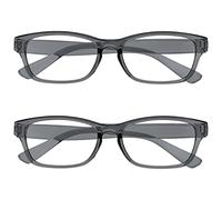 OPULIZE NET Reading Glasses for Women Men - Value 2 Pack - Vintage Inspired Square Frame with Iconic Front Detail - Scratch Resistant Lenses - Grey +1.50