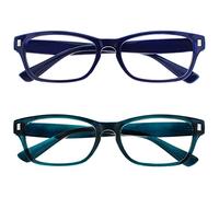 OPULIZE NET Reading Glasses for Women Men - Value 2 Pack - Vintage Inspired Square Frame with Iconic Front Detail - Scratch Resistant Lenses - Blue Turquoise +2.00