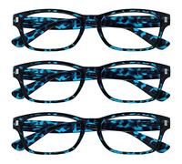OPULIZE NIX Reading Glasses for Women Men - 3 Pack - Vintage Rectangular Designer Frame - Comfort Spring Hinges - Scratch Resistant - Blue Tortoiseshell UVR +3.00