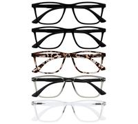 OPULIZE NYX Blue Light Blocking Glasses - Anti-Glare Computer and Gaming Eyewear - 5 Pack - UV and Eyestrain Protection - Rectangular Frame - Black Brown Grey Clear - Men Women