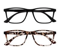 OPULIZE NYX Blue Light Blocking Reading Glasses - Anti-Glare Computer and Gaming Eyewear - 2 Pack - UV and Eyestrain Protection - Rectangular Frame - Black Brown - Men Women - + 3.50