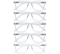 OPULIZE NYX Blue Light Blocking Reading Glasses - Anti-Glare Computer and Gaming Eyewear - 5 Pack - UV and Eyestrain Protection - Rectangular Frame - Clear - Men Women - + 2.50