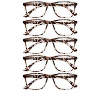 OPULIZE NYX Blue Light Blocking Reading Glasses - Anti-Glare Computer and Gaming Eyewear - 5 Pack - UV and Eyestrain Protection - Rectangular Frame - Brown Tortoiseshell - Men Women - + 2.00