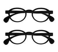 OPULIZE OCA Reading Glasses - 2-Pack - Modern Retro Round Frame - Shiny Black - Mens Womens - Spring Hinges - RR54-1 - +1.00