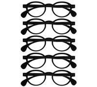 OPULIZE OCA Reading Glasses - 5-Pack - Modern Retro Round Frame - Black - Mens Womens - Spring Hinges - RRRRR54-1 - +3.50