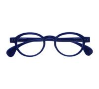 OPULIZE OCA Reading Glasses - Modern Retro Round Frame - Shiny Blue - Mens Womens - Spring Hinges - R54-3 - +2.00