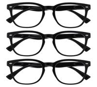 OPULIZE ORA Reading Glasses for Men Women - 3 Pack - Designer Style Rounded Frame - Scratch Resistant Lens - Spring Hinges - Black +2.50
