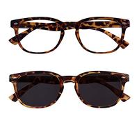 OPULIZE ORA Reading Glasses for Men Women With Reading Sunglasses - 2 Pack - Designer Style Round Frame - Tinted UV400 Protection Lens - Spring Hinges - Brown Tortoiseshell +3.00