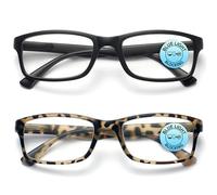 OPULIZE PEP Reading Blue Light Blocking Glasses for Women Men, Rectangular Frame with Anti-Glare Computer & Gaming Eyewear, UV & Eyestrain Protection, Matt Black Brown Tortoiseshell +2(Pack of 2)