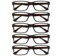 OPULIZE PEP Reading Glasses for Women Men, Large Rectangular Designer Frame with Spring Hinges, Scratch Resistant, Brown +3.5 (Pack of 5)