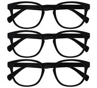Opulize Pop 3 Pack Black Distance Glasses Short Sighted Retro Round Mens Womens Spring Hinges M2-1-2.00