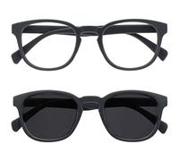 OPULIZE POP Reading Glasses and Reading SunGlasses for Women Men,Retro Round, Smooth Matt Grey, Grey Sun +1.50 (Pack of 2)