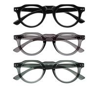 OPULIZE RIO Blue Light Blocking Glasses - 3-Pack - Flat Top Frame - Black, Green, Grey - Mens Womens - Spring Hinges - BBB53-167