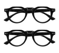 OPULIZE RIO Blue Light Blocking Reading Glasses - 2-Pack - Flat Top Frame - Black - Mens Womens - Spring Hinges - BB53-1 - +2.50