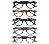 OPULIZE RIO Blue Light Blocking Reading Glasses - 5-Pack - Flat Top Frame - Black, Brown & Blue Tortoiseshell, Green, Grey - Mens Womens - BBBBB53-12367 - +1.00