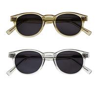 OPULIZE Rox 2 Pack Super Stylish Transparent Gold Clear Womens Mens Reading Sunglasses UV400 Round SS89-9C +3.50