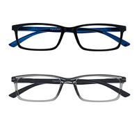 OPULIZE SEE Blue Light Blocking Glasses for Women Men - 2 Pack - Narrow Frame - Anti-Glare Computer and Gaming Eyewear - UV and Eyestrain Protection - Improve Sleep - Black Grey +0.00