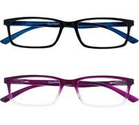 OPULIZE See 2 Pack Blue Light Blocking Glasses Black Purple Computer Gaming Anti Glare Mens Womens BB9-15 +0.00