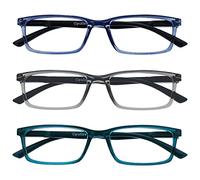 OPULIZE See 3 Pack Blue Light Blocking Glasses Blue Grey Turquoise Computer Anti Glare Unisex BBB9-37Q +0.00