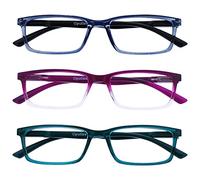 OPULIZE See 3 Pack Blue Light Blocking Glasses Blue Purple Turquoise Computer Anti Glare Unisex BBB9-35Q +0.00