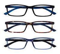 OPULIZE See 3 Pack Blue Light Blocking Glasses Black Brown Blue Computer Anti Glare Mens Womens BBB9-123 +0.00