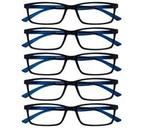 OPULIZE SEE Blue Light Blocking Glasses for Women Men - 5 Pack - Narrow Frame - Anti-Glare Computer and Gaming Eyewear - UV and Eyestrain Protection - Improve Sleep - Black