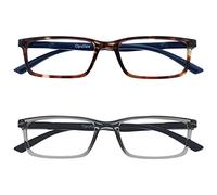 OPULIZE SEE Blue Light Blocking Reading Glasses for Women Men - 2 Pack - Narrow Frame - Anti-Glare Computer and Gaming Eyewear - UV and Eyestrain Protection - Improve Sleep - Brown Grey +2.00