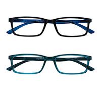 OPULIZE SEE Blue Light Blocking Reading Glasses for Women Men - 2 Pack - Narrow Frame - Anti-Glare Computer and Gaming Eyewear - UV and Eyestrain Protection - Improve Sleep - Black Turquoise +1.50