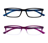 OPULIZE SEE Blue Light Blocking Reading Glasses for Women Men - 2 Pack - Narrow Frame - Anti-Glare Computer and Gaming Eyewear - UV and Eyestrain Protection - Improve Sleep - Black Purple +1.50