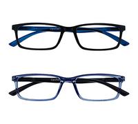OPULIZE SEE Blue Light Blocking Reading Glasses for Women Men - 2 Pack - Narrow Frame - Anti-Glare Computer and Gaming Eyewear - UV and Eyestrain Protection - Improve Sleep - Black Blue +1.00