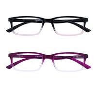 OPULIZE SEE Blue Light Blocking Reading Glasses for Women Men - 2 Pack - Narrow Frame - Anti-Glare Computer and Gaming Eyewear - UV and Eyestrain Protection - Improve Sleep - Pink Purple +2.50