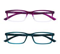 OPULIZE SEE Blue Light Blocking Reading Glasses for Women Men - 2 Pack - Narrow Frame - Anti-Glare Computer and Gaming Eyewear - UV and Eyestrain Protection - Improve Sleep - Purple Turquoise +3.00