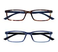 OPULIZE SEE Blue Light Blocking Reading Glasses for Women Men - 2 Pack - Narrow Frame - Anti-Glare Computer and Gaming Eyewear - UV and Eyestrain Protection - Improve Sleep - Brown Blue +1.50