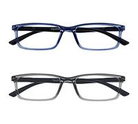 OPULIZE SEE Blue Light Blocking Reading Glasses for Women Men - 2 Pack - Narrow Frame - Anti-Glare Computer and Gaming Eyewear - UV and Eyestrain Protection - Improve Sleep - Blue Grey +3.00