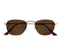 OPULIZE Sky Reading Sunglasses Thin Rimmed Classic Shape Metal Frame Scratch Resistant Tinted Lens UV400 Protection Lens Gold Dark Brown Tips Mens Womens S95-9 +3.00
