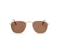 OPULIZE Sky Sunglasses Thin Rimmed Classic Shape Metal Frame Scratch Resistant Tinted Lens UV400 Protection Lens Gold Dark Brown Tips Mens Womens UV400 S95-9