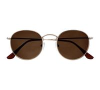 OPULIZE Sol Reading Sunglasses Thin Rimmed Retro Round Metal Frames Scratch Resistant Tinted Lens UV400 Protection Gold Transparent Tips Mens Womens S94-9 +3.00