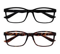 OPULIZE The Reading Glasses Company Black & Brown Tortoiseshell Readers Value 2 Pack Large Mens Spring Hinges RR83-12 +1.00