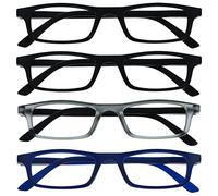 OPULIZE The Reading Glasses Company Black Matt Grey Navy Blue Readers Value 4 Pack Mens Womens Spring Hinges RRRR17-1173 +2.50