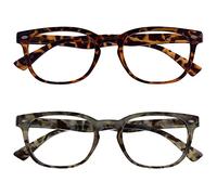 OPULIZE The Reading Glasses Company Gregory Peck Style Mens Womens Spring Hinges RR14-2T7 +1.00, Brown & Grey Readers Value, 2 Pack